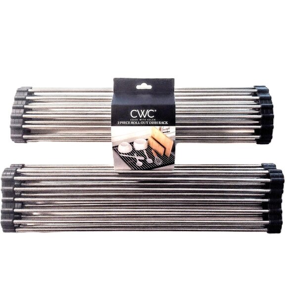 Roll-Up Dish Drying Racks ~ Set 2 - Over Sink/Counter Mats - S.S. & Silicon NEW! - Picture 2 of 14